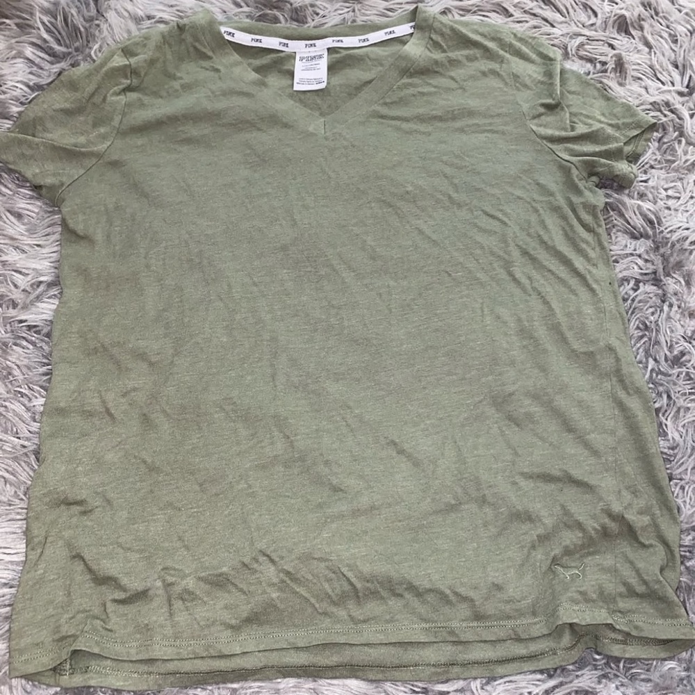 PINK Victoria's Secret Olive V-Neck Tee